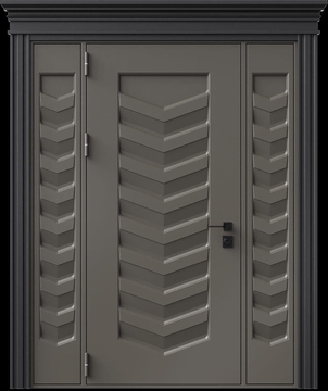 Входная термодверь с металлофиленкой, вставками по бокам, карнизом и порошковым напылением RAL 7022 (тип №8) Входная термодверь с металлофиленкой, вставками по бокам, карнизом и порошковым напылением RAL 7022 (тип №8)